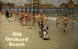 Crowds on the Beach Old Orchard Beach, ME Postcard Postcard Postcard