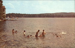 Bathing at Camp Notre Dame, Lake Spofford Postcard