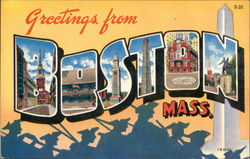 Greetings from Boston Massachusetts Postcard Postcard Postcard