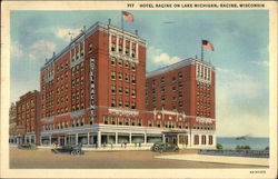 Hotel Racine on Lake Michigan Wisconsin Postcard Postcard Postcard