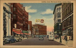 Looking down Merrimack Street Lowell, MA Postcard Postcard Postcard