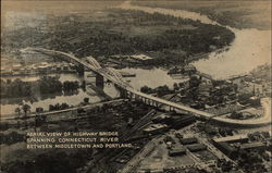 Aerial View of Arrigoni Bridge Spanning Connecticut River Postcard