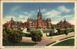 Bird's Eye View of Johns Hopkins Hospital Postcard