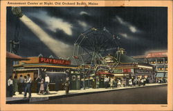 Amusement Center at Night Postcard