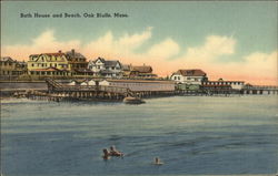 Water View of Bath House and Beach Postcard