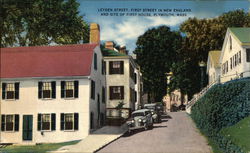 Leyden Street - First Street in New England - Site of First House Plymouth, MA Postcard Postcard Postcard