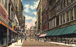 Washington Street Downtown Shopping District Postcard