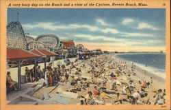 A Very Busy Day on the Beach Revere Beach, MA Postcard Postcard Postcard