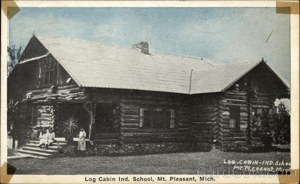 Log Cabin Independent School Mount Pleasant Mi Postcard