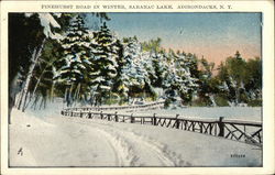 Pinehurst Road in Winter, Saranac Lake Adirondacks, NY Postcard Postcard Postcard