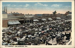 Bird's Eye View of Crowded City Market Los Angeles, CA Postcard Postcard Postcard