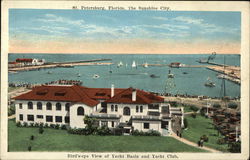 Bird's-eye View of Yacht Basin and Yacht Club Postcard