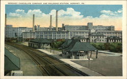 Hershey Chocolate Company and Railroad Station Pennsylvania Postcard Postcard Postcard