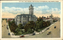 City Hall and Central Fire Station in Background Postcard