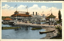 Hudson River Day Line Steamer and Pier at Kingston Point New York Postcard Postcard Postcard