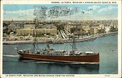 La Punta Fort, Malecon and Maceo Avenue from the Sea Postcard