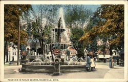 Fountain in Public Square Mansfield, OH Postcard Postcard Postcard