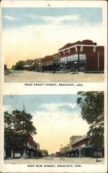 Views of West Front and East Elm Streets Prescott, AR Postcard Postcard Postcard