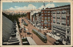 Boylston Street Showing Entrance to Subway Postcard