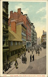 North Square, Paul Revere House on Left Boston, MA Postcard Postcard Postcard