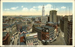 General View of City and Harbor Boston, MA Postcard Postcard Postcard