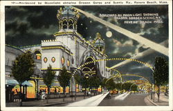 Boulevard by Moonlight Showing Dragon Gorge and Scenic Ry. Revere Beach, MA Postcard Postcard Postcard