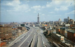 Looking toward Custom House Tower along new John F Fitzgerald Expressway Postcard