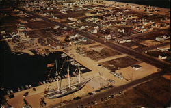 Aerial View of the Schooner Lucy Evelyn - 140' length, 32' beam, 10' draft - Built 1917 Beach Haven, NJ Postcard Postcard Postcard