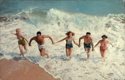 Couples Playing in the Surf Postcard Postcard Postcard