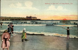 Bathing in the Surf Long Beach, CA Postcard Postcard Postcard