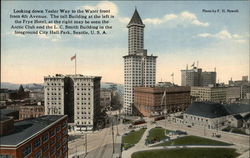 Looking Down Yesler Way to the Waterfront From 4th Avenue Seattle, WA Postcard Postcard Postcard