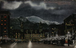 Pike's Peak Avenue at Night Colorado Springs, CO Postcard Postcard Postcard