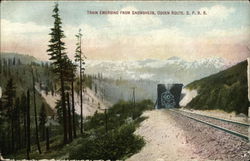 Train Emerging From Snowsheds, Ogden Route, S. P. R. R. Utah Postcard Postcard Postcard