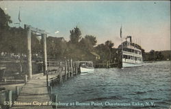 Steamer City of Pittsburg at Bemus Point on Chautauqua Lake Postcard