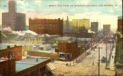 Bird's Eye View of Business District Des Moines, IA Postcard Postcard Postcard