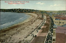 Beach and Boulevard, from Nautical Gardens Tower Revere Beach, MA Postcard Postcard Postcard