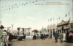 Theatre and Board Walk at Wonderland Park Revere Beach, MA Postcard Postcard Postcard