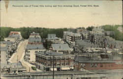 Panoramic View of Forest Hills looking East from Arborway Court Postcard