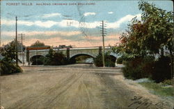 Railroad Crossing over Boulevard, Forest Hills Postcard