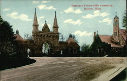 Entrance Forest Hills Cemetery Postcard