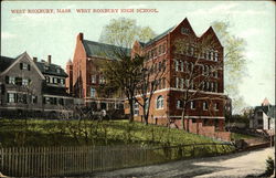 Street View of West Robury High School Postcard