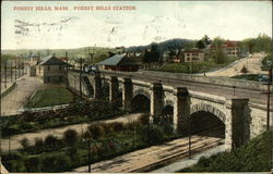 Bird's Eye View of Forest Hills Station Postcard