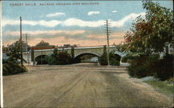 Railraod Crossing Over Boulevard Forest Hills, MA Postcard Postcard Postcard