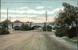 Forest Hills, Railroad Crossing Over Boulevard Postcard