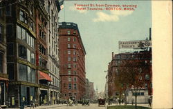 Tremont Street from Common, Showing Hotel Touraine Postcard