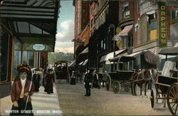 Carriages and Pedestrians on Winter Street Boston, MA Postcard Postcard Postcard