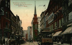 Washington Street, showing Old South Church Postcard