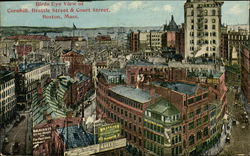 Bird's Eye View of Cornhill, Brattle Street and Court Street Postcard