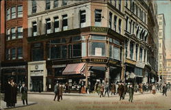 Corner Boylston and Washington Streets Postcard