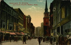 Washington Street Showing Old South Church Boston, MA Postcard Postcard Postcard